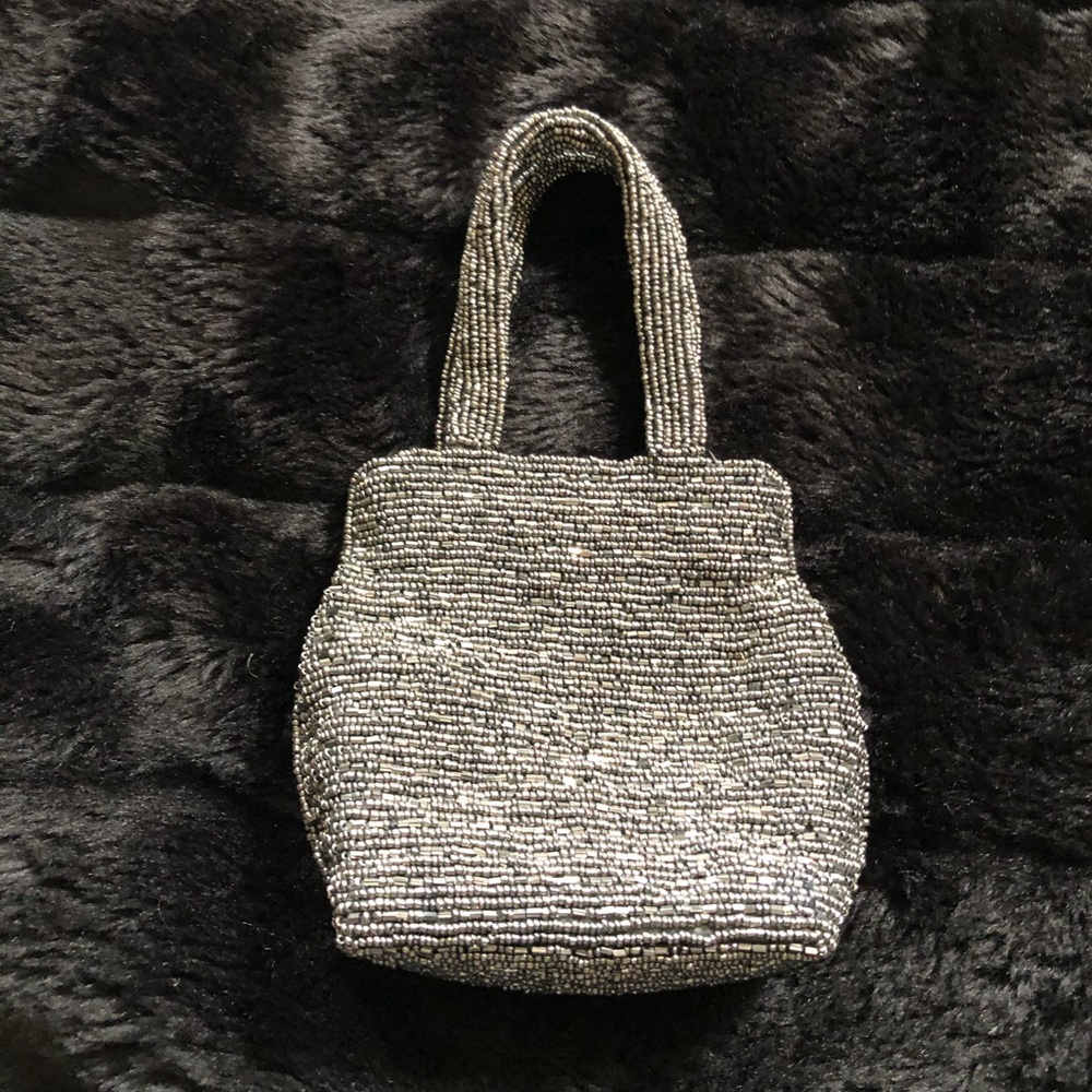 Niem.Marcus/MOYNA Small Beaded Bag Metallic/Silver